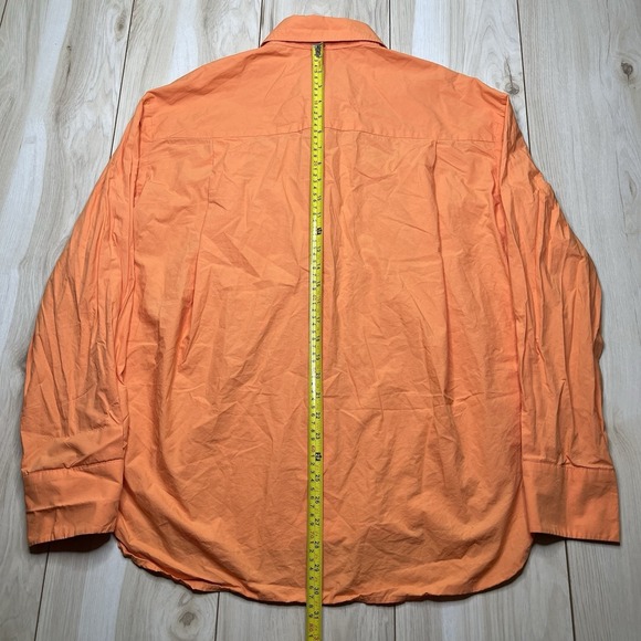 FRANKIE SHOP Lui Organic Cotton Button Up Shirt Womens Size Large Coral Orange - Picture 11 of 12